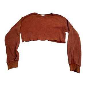 Flirtitude Active Cropped‎ Thermal Long Sleeve Top Burnished Orange XS